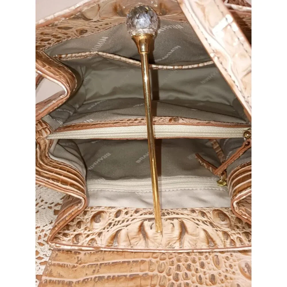 NWOT Brahmin Margo Crossbody Bag Croc Waterfall Honey Brown